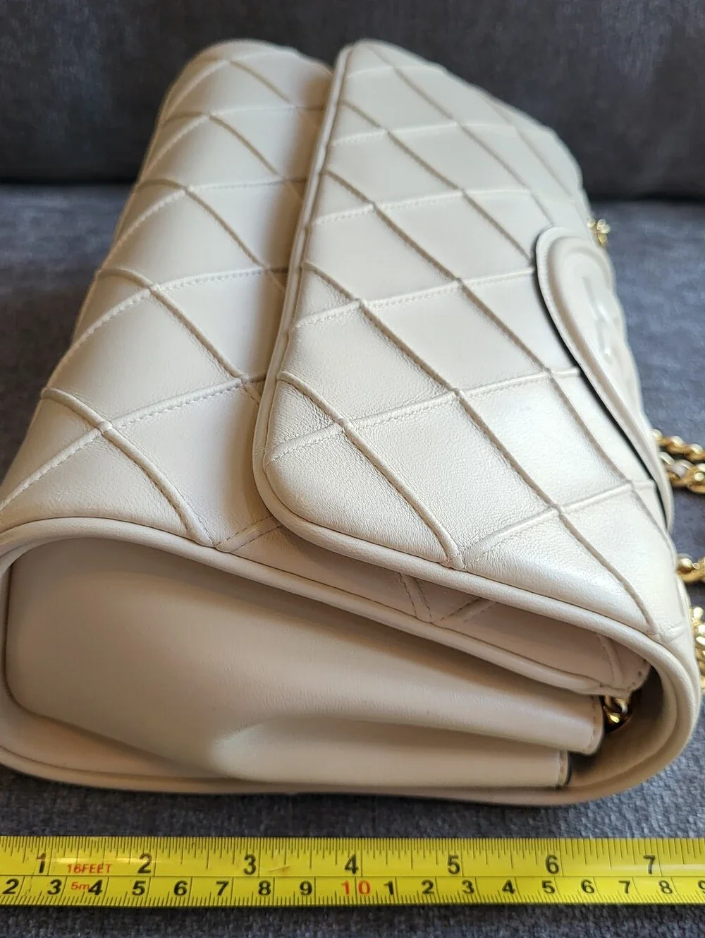 Tory Burch Fleming Cream Leather Convertible Shoulder Bag
